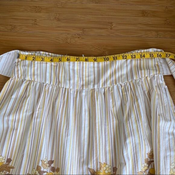 Striped Skirt - Yellow Brown White - Floral Detail - Picture 5 of 6